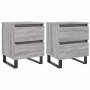 Mesita de noche 2 uds madera ingeniería gris Sonoma 40x35x50 cm