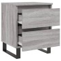 Mesita de noche 2 uds madera ingeniería gris Sonoma 40x35x50 cm
