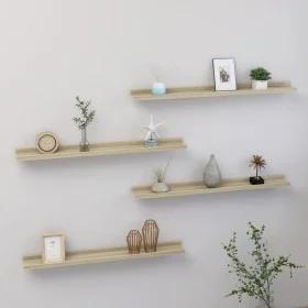 Wall shelves 4 units Sonoma oak 80x9x3 cm by vidaXL, Shelves and shelves - Ref: Foro24-326686, Price: 40,24 €, Discount: %