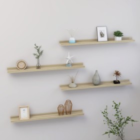 Wandregale 4 Einheiten Sonoma-Eiche 80x9x3 cm von vidaXL, Regale und Regale - Ref: Foro24-326686, Preis: 41,01 €, Rabatt: %