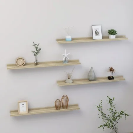 Estantes de pared 4 unidades roble Sonoma 80x9x3 cm de vidaXL, Estantes y estanterías - Ref: Foro24-326686, Precio: 40,22 €, ...