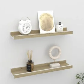 Wall shelves 2 units white and Sonoma oak 40x9x3 cm by vidaXL, Shelves and shelves - Ref: Foro24-326689, Price: 17,98 €, Disc...