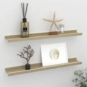 Wall shelves 2 units white and Sonoma oak 60x9x3 cm by vidaXL, Shelves and shelves - Ref: Foro24-326690, Price: 18,76 €, Disc...