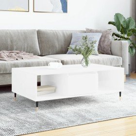 Mesa de centro madera de ingeniería blanco brillo 104x60x35 cm Mesa de centro madera de ingeniería blanco brillo 104x60x35 cm