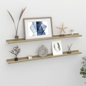Wall shelves 2 units white and Sonoma oak 100x9x3 cm by vidaXL, Shelves and shelves - Ref: Foro24-326692, Price: 30,43 €, Dis...