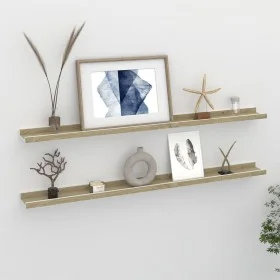 Wall shelves 2 units white and Sonoma oak 100x9x3 cm by vidaXL, Shelves and shelves - Ref: Foro24-326692, Price: 29,83 €, Dis...