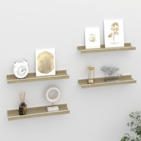 Wall shelves 4 units white and Sonoma oak 40x9x3 cm by vidaXL, Shelves and shelves - Ref: Foro24-326694, Price: 26,15 €, Disc...