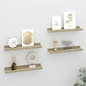 Wall shelves 4 units white and Sonoma oak 40x9x3 cm by vidaXL, Shelves and shelves - Ref: Foro24-326694, Price: 25,66 €, Disc...