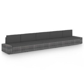Juego muebles de jardín 5 pzas y cojines ratán sintético gris