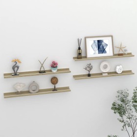 Wall shelves 4 units white and Sonoma oak 80x9x3 cm by vidaXL, Shelves and shelves - Ref: Foro24-326696, Price: 38,72 €, Disc...
