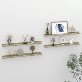 Wall shelves 4 units white and Sonoma oak 80x9x3 cm by vidaXL, Shelves and shelves - Ref: Foro24-326696, Price: 38,07 €, Disc...