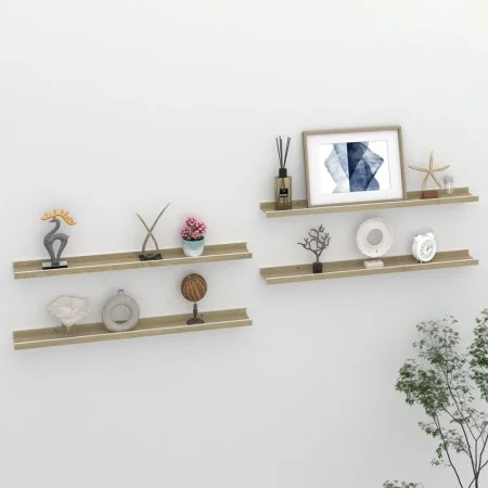 Wall shelves 4 units white and Sonoma oak 80x9x3 cm by vidaXL, Shelves and shelves - Ref: Foro24-326696, Price: 38,07 €, Disc...