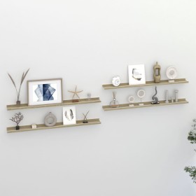 Wall shelves 4 units white and Sonoma oak 100x9x3 cm by vidaXL, Shelves and shelves - Ref: Foro24-326697, Price: 33,44 €, Dis...