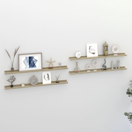 Wandregale 4 Einheiten Weiß und Sonoma-Eiche 100x9x3 cm von vidaXL, Regale und Regale - Ref: Foro24-326697, Preis: 33,44 €, R...