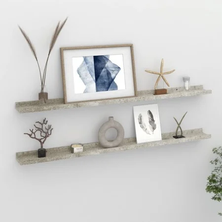Wall shelves 2 units concrete gray 100x9x3 cm by vidaXL, Shelves and shelves - Ref: Foro24-326702, Price: 29,22 €, Discount: %