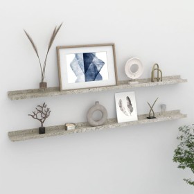 Wall shelves 2 units concrete gray 115x9x3 cm by vidaXL, Shelves and shelves - Ref: Foro24-326703, Price: 31,90 €, Discount: %
