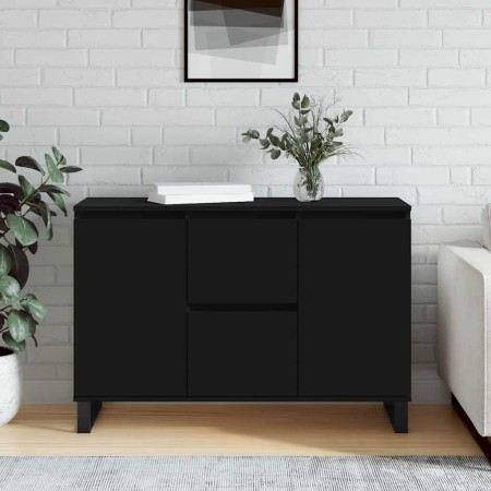 Aparador de madera de ingeniería negro 101,5x35x70 cm