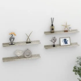 Wall shelves 4 units concrete gray 60x9x3 cm by vidaXL, Shelves and shelves - Ref: Foro24-326705, Price: 31,46 €, Discount: %