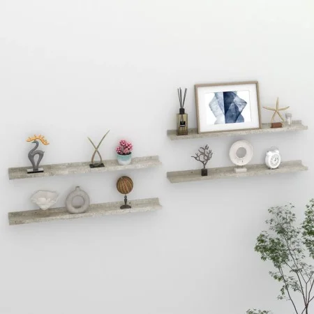 Estantes de pared 4 unidades gris hormigón 80x9x3 cm de vidaXL, Estantes y estanterías - Ref: Foro24-326706, Precio: 28,28 €,...