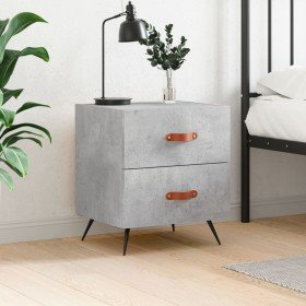 Mesita de noche madera ingeniería gris hormigón 40x35x47,5 cm Mesita de noche madera ingeniería gris hormigón 40x35x47,5 cm