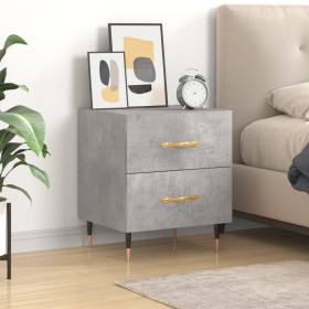 Mesita de noche madera ingeniería gris hormigón 40x35x47,5 cm Mesita de noche madera ingeniería gris hormigón 40x35x47,5 cm