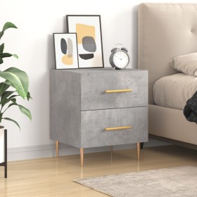 Mesita de noche madera ingeniería gris hormigón 40x35x47,5 cm Mesita de noche madera ingeniería gris hormigón 40x35x47,5 cm