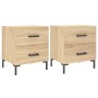 Mesita noche 2 uds madera ingeniería roble Sonoma 40x35x47,5 cm