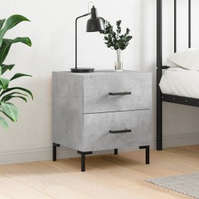 Mesita de noche madera ingeniería gris hormigón 40x35x47,5 cm Mesita de noche madera ingeniería gris hormigón 40x35x47,5 cm