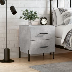 Mesita de noche madera ingeniería gris hormigón 40x35x47,5 cm Mesita de noche madera ingeniería gris hormigón 40x35x47,5 cm