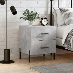 Mesita de noche madera ingeniería gris hormigón 40x35x47,5 cm Mesita de noche madera ingeniería gris hormigón 40x35x47,5 cm