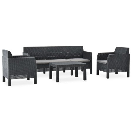 Set de muebles de jardín 4 piezas cojines PP ratán gris antracita en Conjuntos de jardín | Comprar online en Foro24