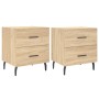 Mesita noche 2 uds madera ingeniería roble Sonoma 40x35x47,5 cm