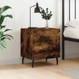 Mesita de noche madera ingeniería roble ahumado 40x35x47,5 cm Mesita de noche madera ingeniería roble ahumado 40x35x47,5 cm