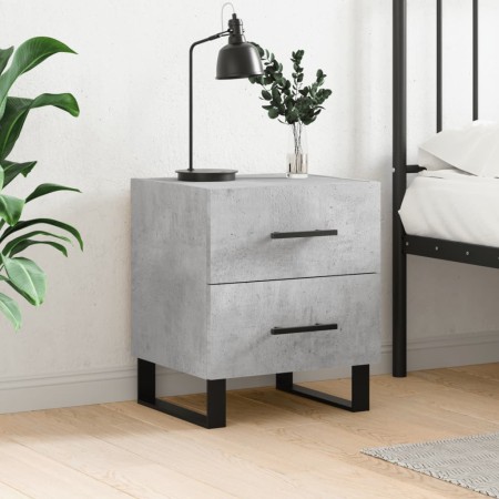 Mesita de noche madera ingeniería gris hormigón 40x35x47,5 cm