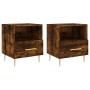 Mesita noche 2 uds madera ingeniería roble ahumado 40x35x47,5cm