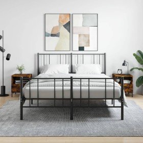 Mesita noche 2 uds madera ingeniería roble ahumado 40x35x47,5cm Mesita noche 2 uds madera ingeniería roble ahumado 40x35x47,5cm