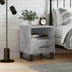 Mesita de noche madera ingeniería gris hormigón 40x35x47,5 cm Mesita de noche madera ingeniería gris hormigón 40x35x47,5 cm
