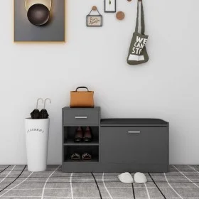 Gray engineered wood shoe bench 94.5x31x57 cm by vidaXL, Shoe racks and shoe organizers - Ref: Foro24-326743, Price: 104,00 €...