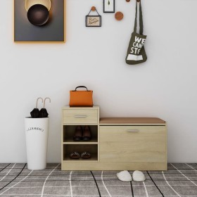 Banco zapatero madera de ingeniería roble Sonoma 94,5x31x57 cm
