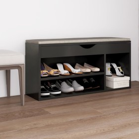 Banco zapatero con cojín madera ingeniería gris 104x30x49 cm