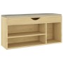 Shoe bench with Sonoma engineered wood cushion 104x30x49 cm by vidaXL, Shoe racks and shoe organizers - Ref: Foro24-326753, P...