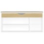 Shoe bench with cushion engineered wood white/sonoma oak by vidaXL, Shoe racks and shoe organizers - Ref: Foro24-326755, Pric...