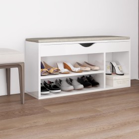 Shoe bench with cushion, engineered wood, glossy white. by vidaXL, Shoe racks and shoe organizers - Ref: Foro24-326756, Price...