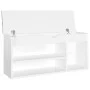 Shoe bench with cushion, engineered wood, glossy white. by vidaXL, Shoe racks and shoe organizers - Ref: Foro24-326756, Price...