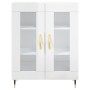 Aparador de madera contrachapada blanco brillante 69,5x34x90 cm