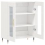 Aparador de madera contrachapada blanco brillante 69,5x34x90 cm