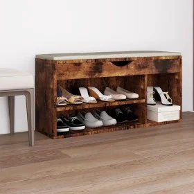 Shoe bench with smoked oak engineered wood cushion by vidaXL, Shoe racks and shoe organizers - Ref: Foro24-326758, Price: 92,...
