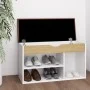Shoe bench with cushion engineered wood white/sonoma oak by vidaXL, Shoe racks and shoe organizers - Ref: Foro24-326764, Pric...