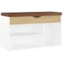 Shoe bench with cushion engineered wood white/sonoma oak by vidaXL, Shoe racks and shoe organizers - Ref: Foro24-326764, Pric...