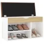 Shoe bench with cushion engineered wood white/sonoma oak by vidaXL, Shoe racks and shoe organizers - Ref: Foro24-326764, Pric...
